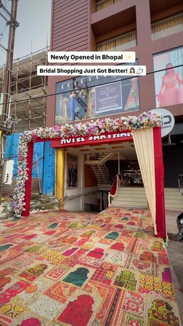 Decorated entrance of the studio on opening day